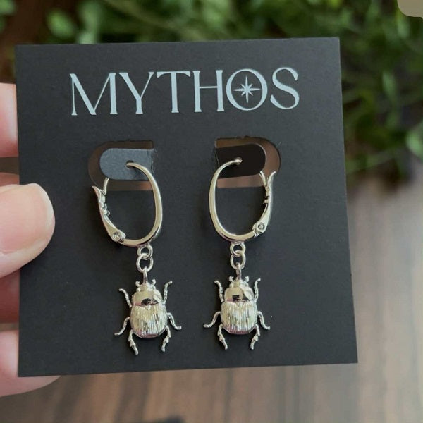 Scarab Dangle Earrings (Silver)