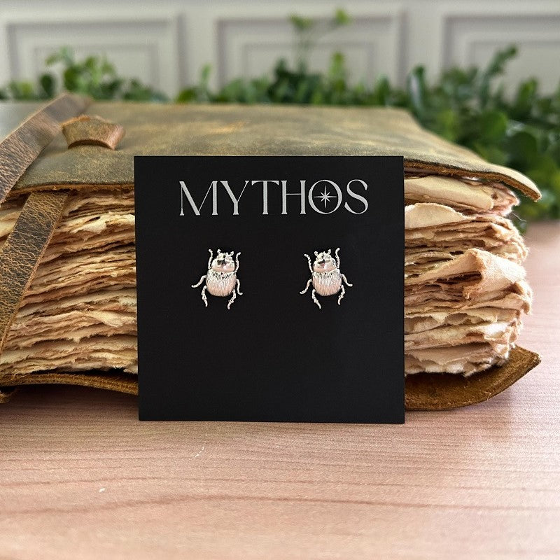 Scarab Stud Earrings (Silver)