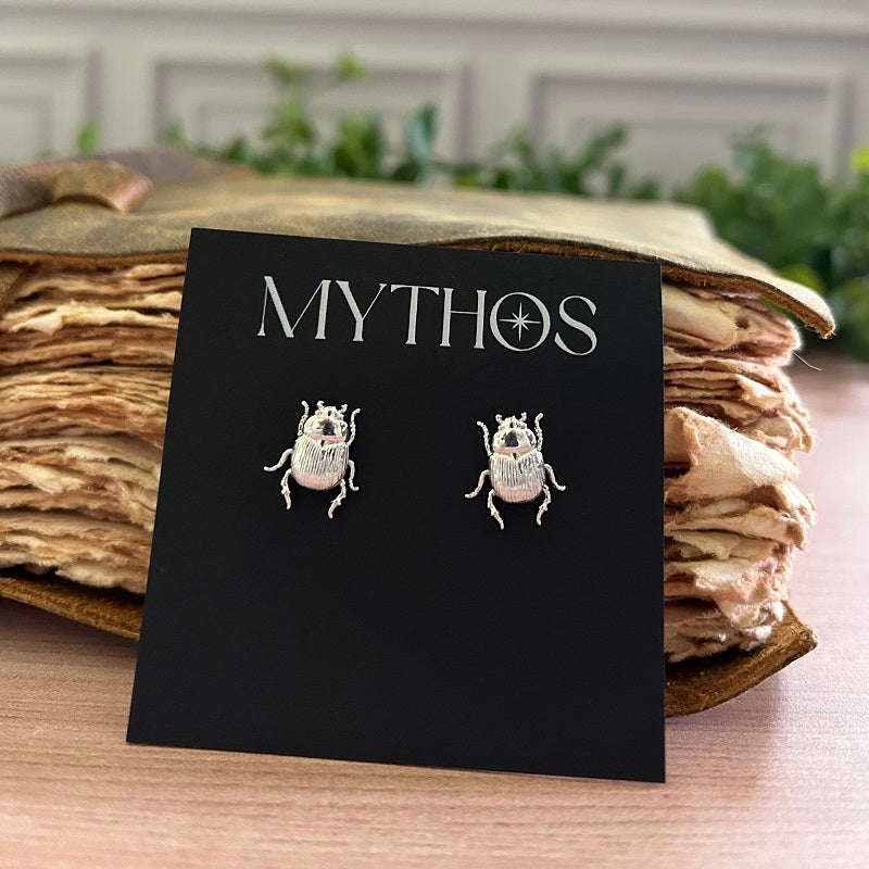 Scarab Stud Earrings (Silver)