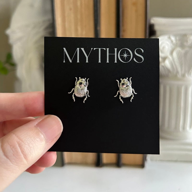 Scarab Stud Earrings (Silver)