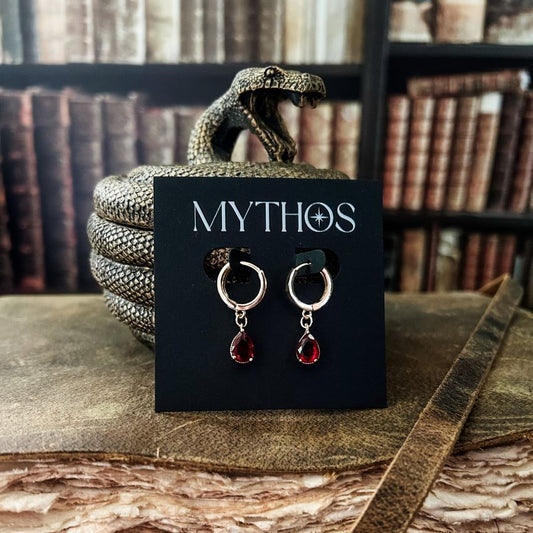 Red Stone Drop Earrings